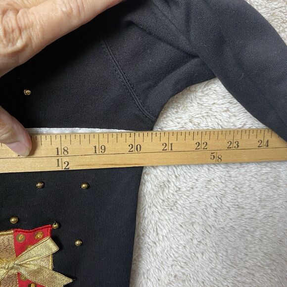 Ugly Christmas LS Top Shirt PS Chaus Petites Beads Embellished Wreath Tree Noel - Picture 3 of 6